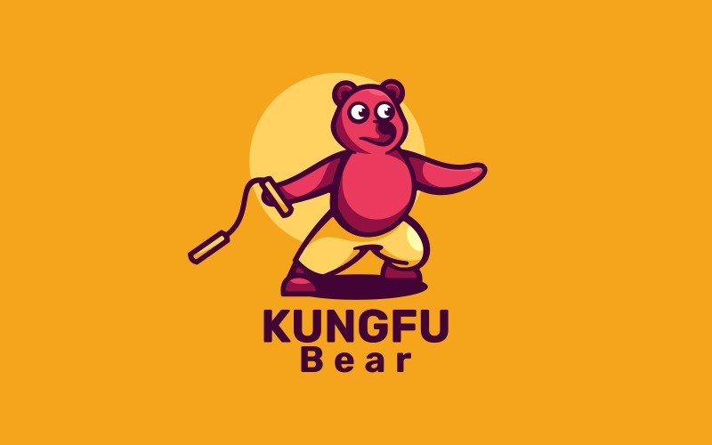 Kung Fu Bear Cartoon Logo Logo Template