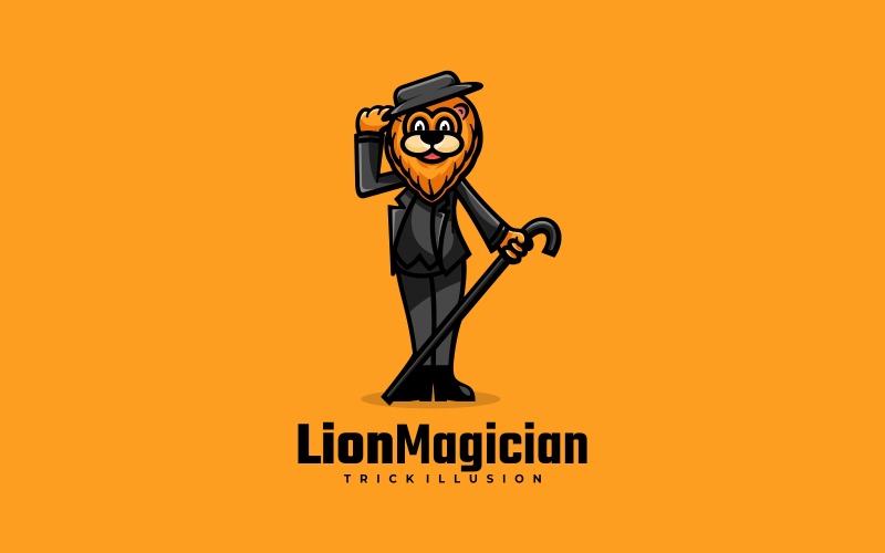 Lion Magician Cartoon Logo Logo Template