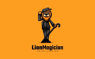Lion Magician Cartoon Logo