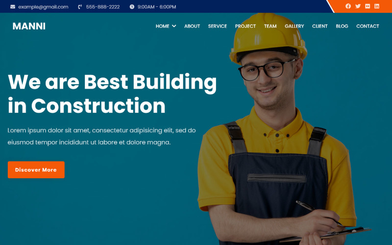 Manni - Construction Company Landing Page Theme Landing Page Template