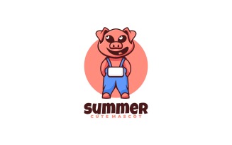 Pig Mascot Cartoon Logo Style
