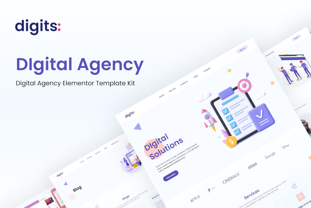 Cyfry – zestaw szablonów Digital Agency Elementor