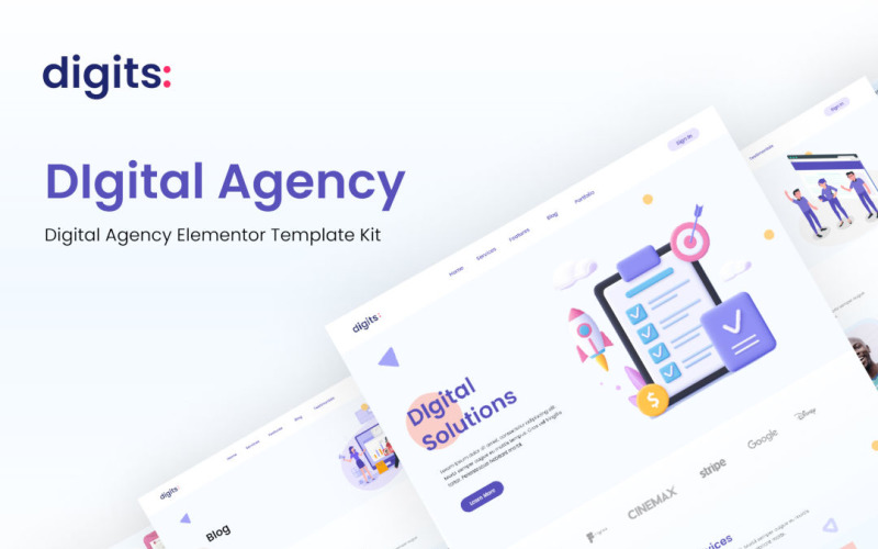 Digits – Digital Agency Elementor Template Kit Elementor Kit