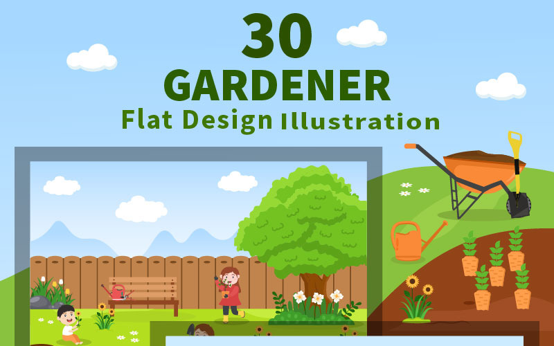30 Farm Gardener Background Vector Illustration