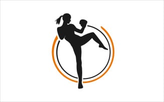 Female kick boxing vector template