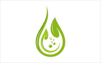 Green leaf water drop vector template