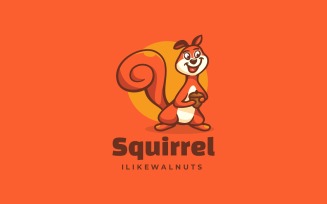 Happy Squirrel Cartoon Logo