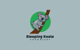 Sleeping Koala Cartoon Logo