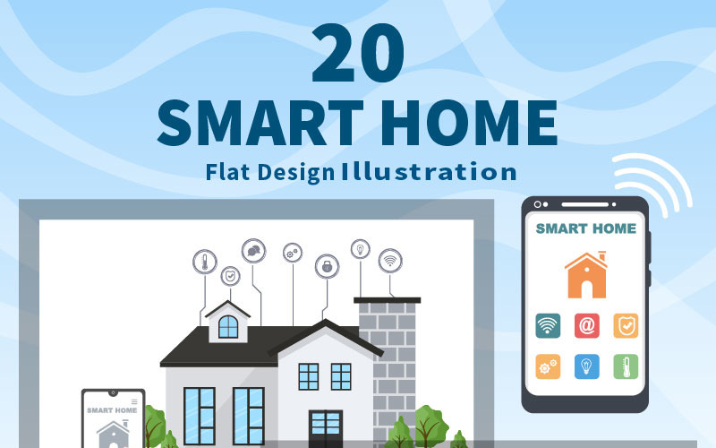 20 Smart Home Technology Vector Illustration