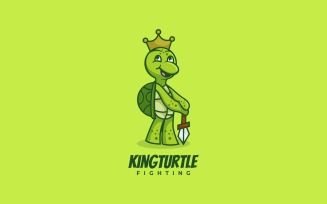 King Turtle Cartoon Logo Template