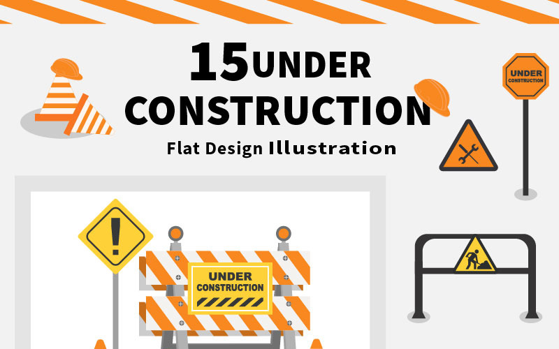 15 Under Construction Flat Design Illustration