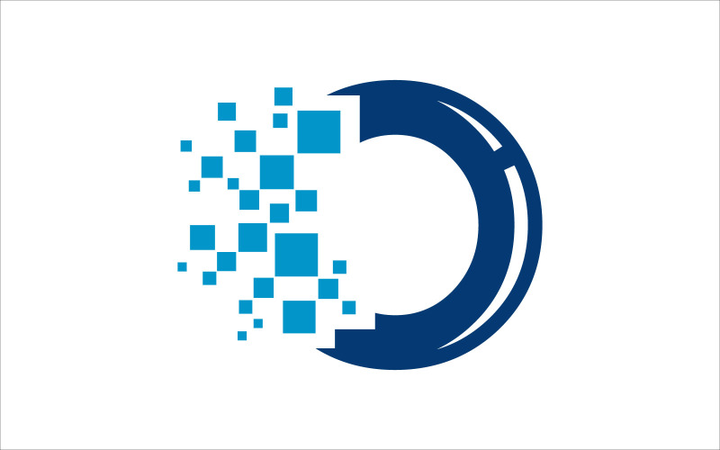 Letter O pixel technology vector template Logo Template