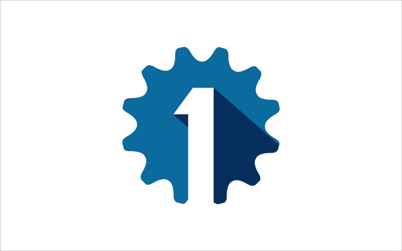 Number one and gear vector template Logo Template