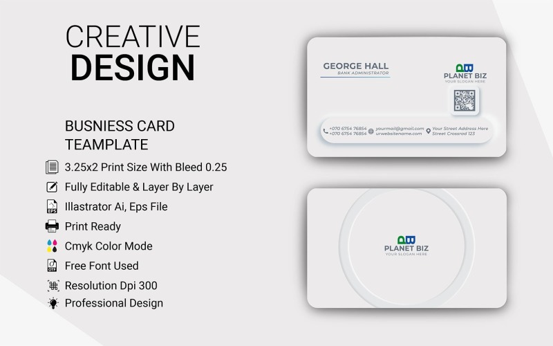 Creative Clean & Clear Business Card Template Corporate Identity