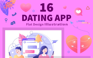 16 Dating App Flat Design Illustration