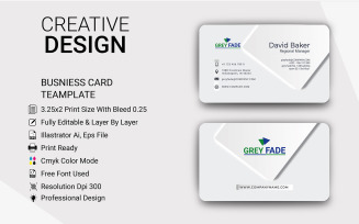 Gray Fade Creative Clean & Clear Business Card Template