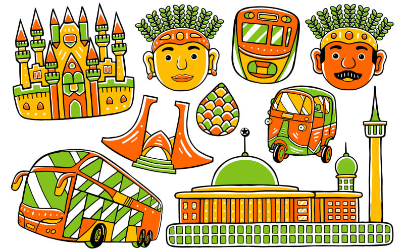 Jakarta City - Doodle Vector #02 Vector Graphic