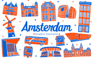 Amsterdam Landmark - Graphic Elements Illustration