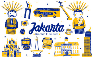 Jakarta Landmark - Graphic Elements Illustration