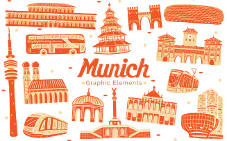 Munich Landmark - Graphic Elements Illustration