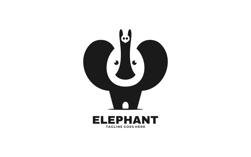 Elephant Silhouette Logog Logo Template