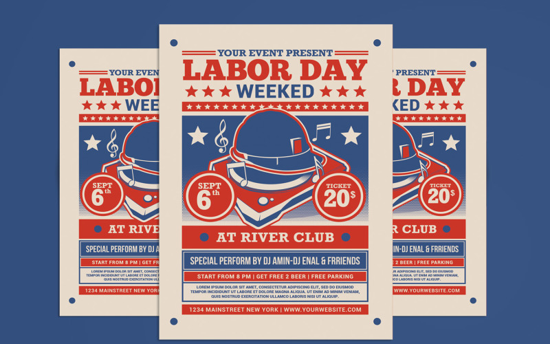 Labor Day Weekend Party Flyer Corporate Identity