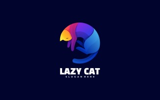 Lazy Cat Colorful Logo Style