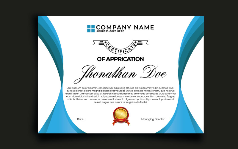 Modern Appreciation Certificate Template