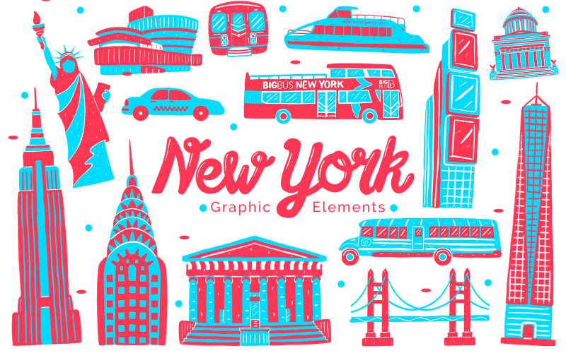 New York Landmark - Graphic Elements Illustration