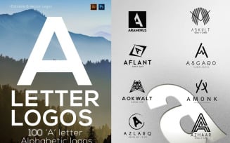 100 A Letter Alphabetic Logos Bundle