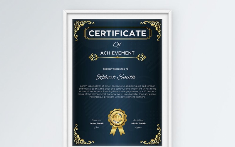 New Vertical Certificate For Achievement Details Certificate Template