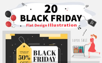 20 Black Friday Give Big Discount Sale Vector