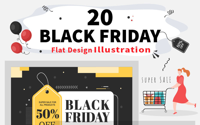 20 Black Friday Give Big Discount Sale Vector Illustration