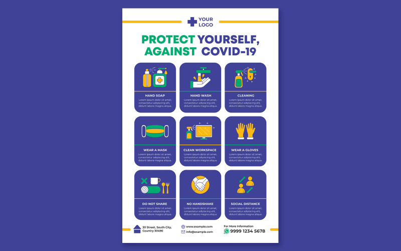 Covid-19 Poster #14 Print Template Vector Graphic