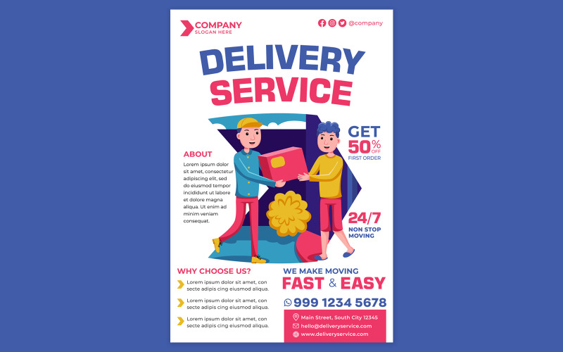 Delivery Service Poster #01 Print Template Vector Graphic