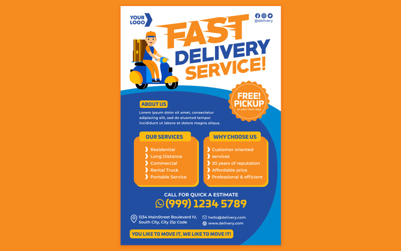 Delivery Service Poster #02 Print Template Vector Graphic