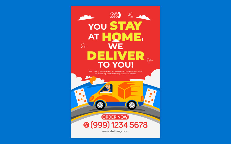 Delivery Service Poster #03 Print Template Vector Graphic