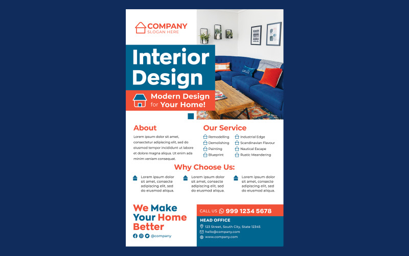Interior Design Poster #01 Print Template Vector Graphic