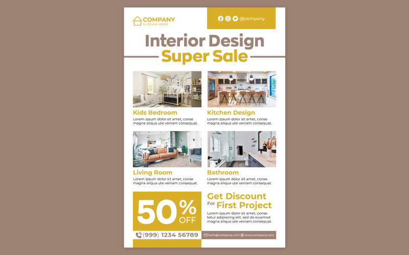 Interior Design Poster #02 Print Template Vector Graphic