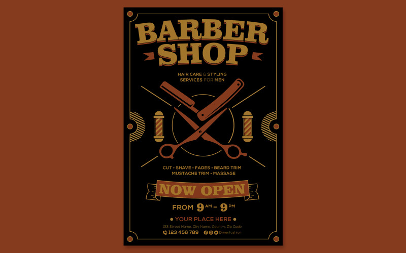 Barbershop Poster #01 Print Template Vector Graphic