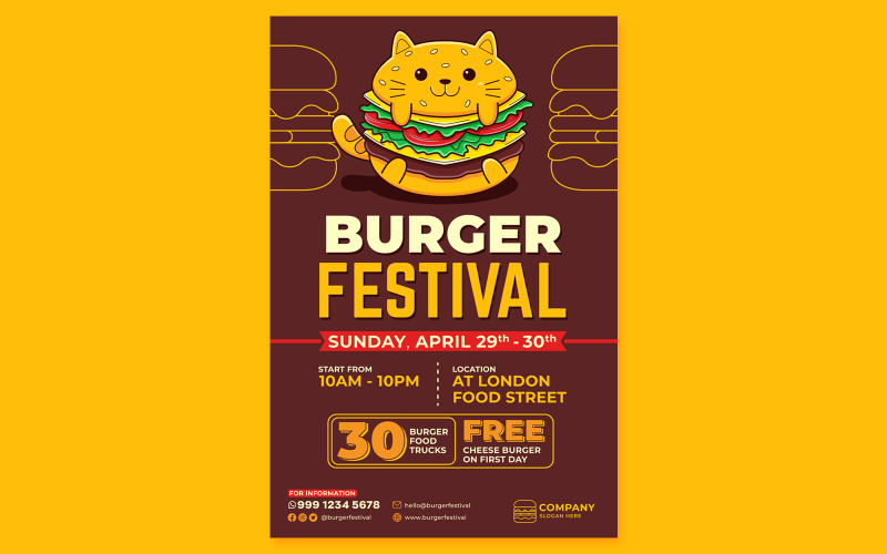 Burger Festival Poster #01 Print Template Vector Graphic