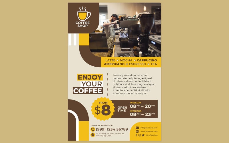 Coffee Shop Poster #01 Print Template Vector Graphic