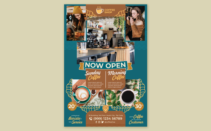 Coffee Shop Poster #03 Print Template Vector Graphic