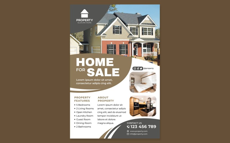 Modern Home for Sale Poster #03 Print Template Vector Graphic