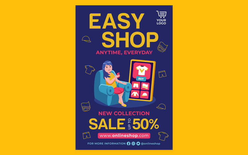 Online Shopping Poster #01 Print Template Vector Graphic