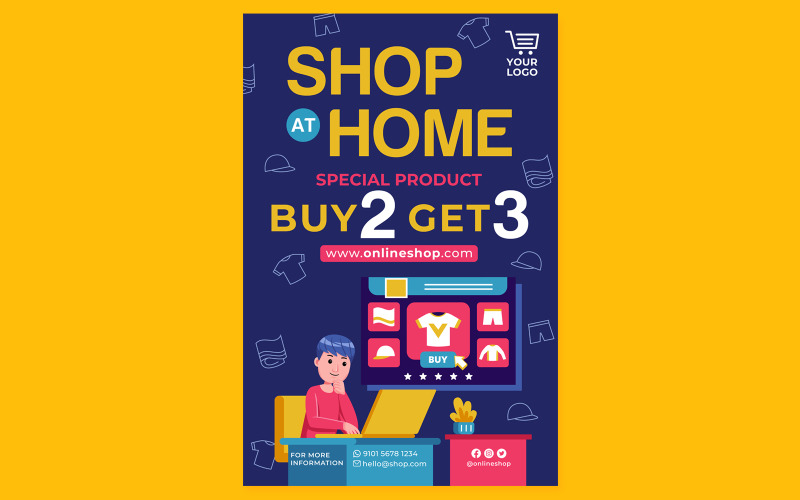 Online Shopping Poster #02 Print Template Vector Graphic