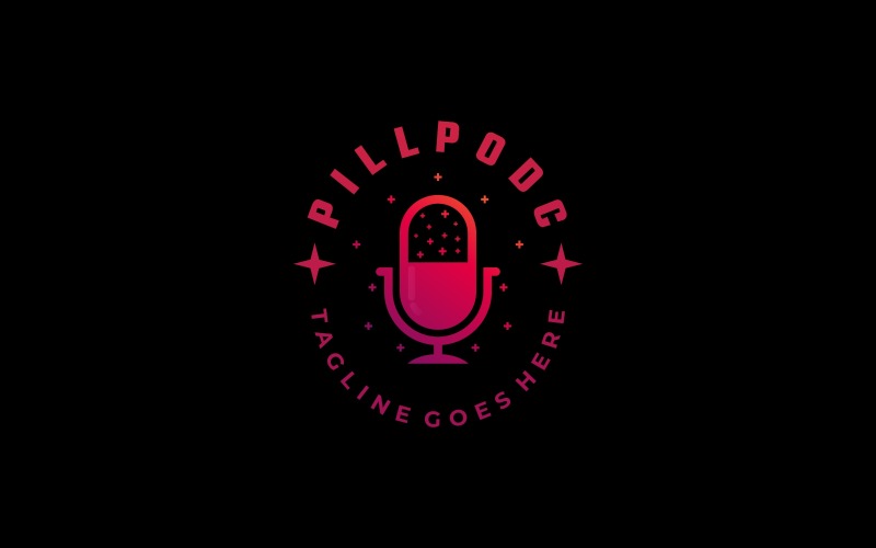 Pillpod with Podcast Gradient Logo Logo Template