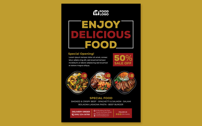 Restaurant Poster #01 Print Template Vector Graphic