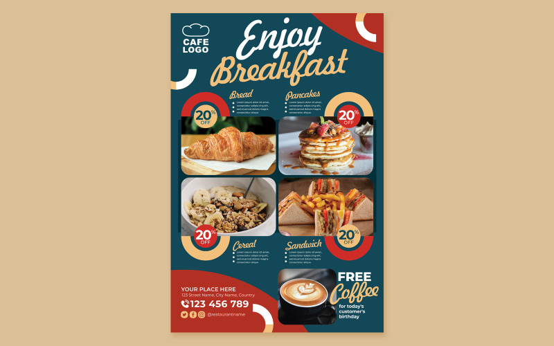 Restaurant Poster #11 Print Template Vector Graphic