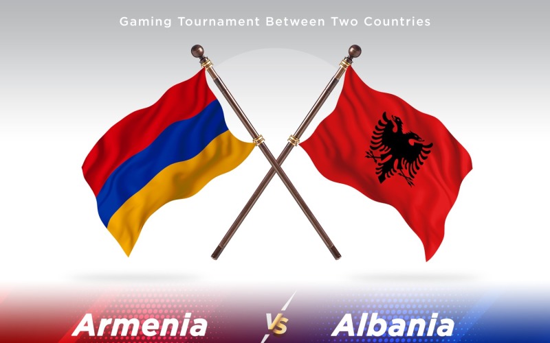 Armenia versus Albania Two Flags Illustration